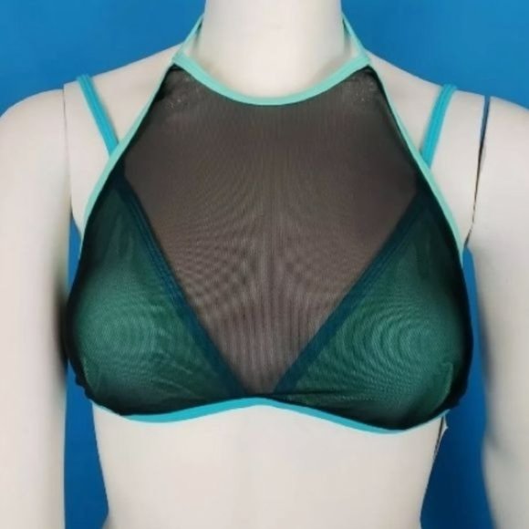 RELISTED Catalina Mesh Teal Blue Bikini Top - Picture 7 of 8